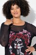 T-shirt en tulle, motif femme/tête de mort, coupe Slim Fit