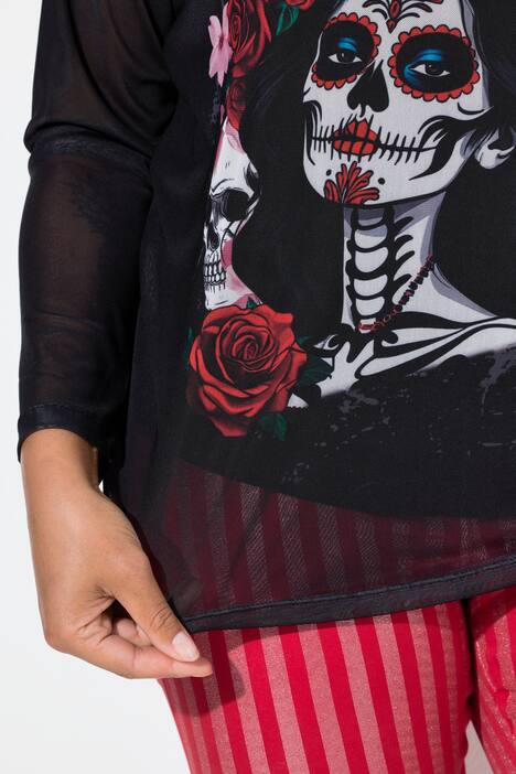 Mesh shirt, slim fit, vrouw/doodshoofdmotief
