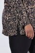 Satijnen blouse, ornamenten, V-hals, lange mouwen