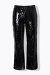 Pantalon à paillettes, coupe flared et bas de jambe avec revers