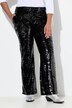 Pantalon à paillettes, coupe flared et bas de jambe avec revers