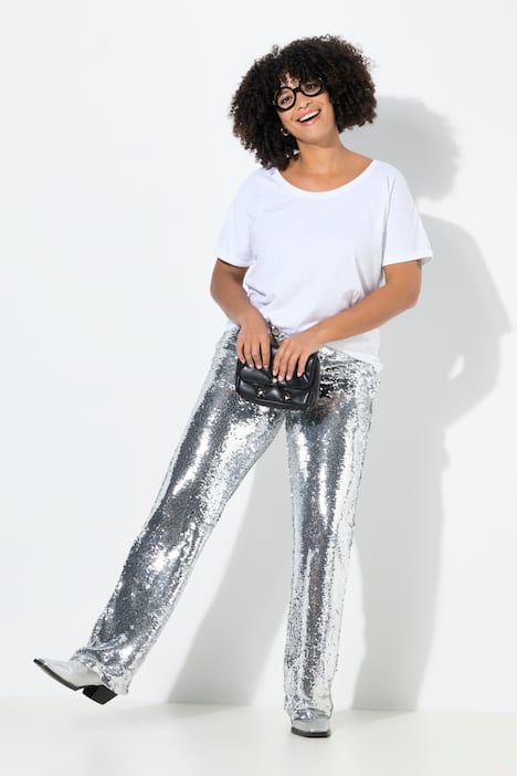 Pantaloni a zampa d'elefante con paillettes