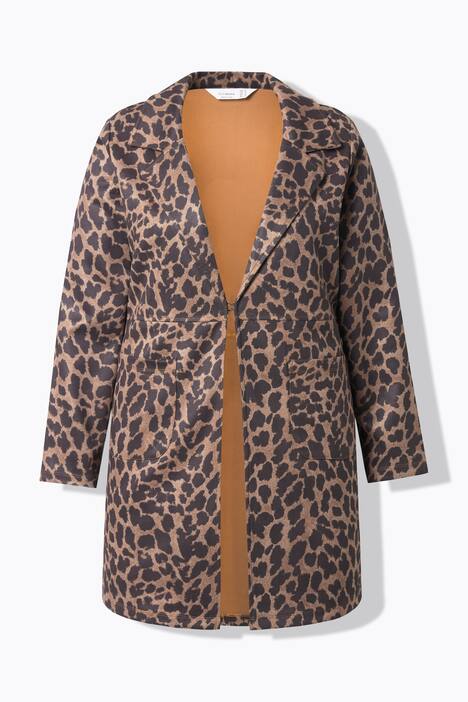 Cappotto a blazer in velours con stampa leopardata e gancino