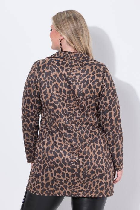 Cappotto a blazer in velours con stampa leopardata e gancino