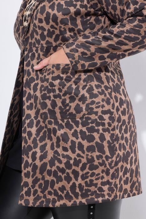 Cappotto a blazer in velours con stampa leopardata e gancino