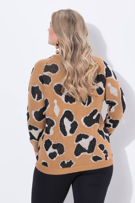 Genser, paljett-leopardmønster, raglan-langarm