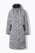 Cappotto trapuntato con design leopardato, zip a cursore doppio e cappuccio