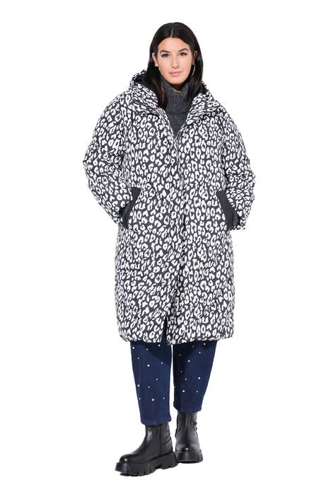 Prošívaný kabát, leopardí vzor, dvoucestný zip, kapsy