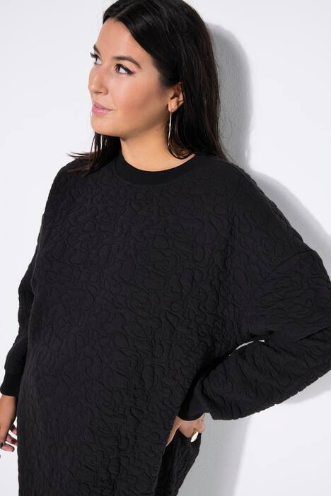 Robe mini en molleton, coupe oversize, matelassage léopard