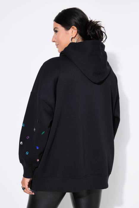 Hoodie, extra oversized, Kapuze, Ziersteinchen