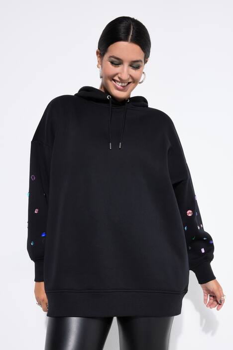 Hoodie, extra oversized, Kapuze, Ziersteinchen