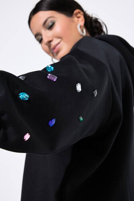 Hoodie, extra oversized, Kapuze, Ziersteinchen
