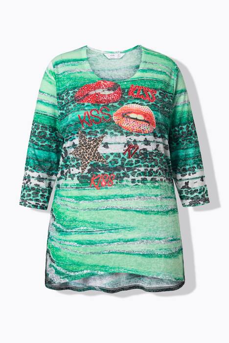 T-shirt, A-form, glitrende similisten, stribet leopardmønster