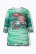 Camiseta, forma en A, rayas de leopardo, abalorios
