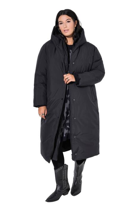 Prošívaný kabát, oversize, kapuce, dvoucestný zip