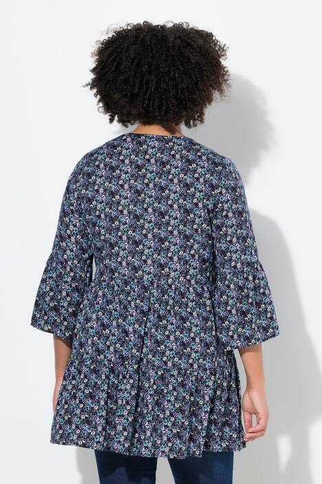 Blusa, estampado de florecillas, volantes