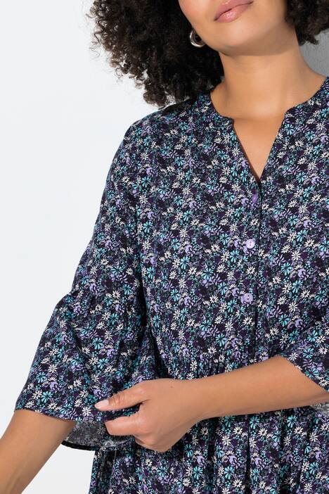 Blusa, estampado de florecillas, volantes