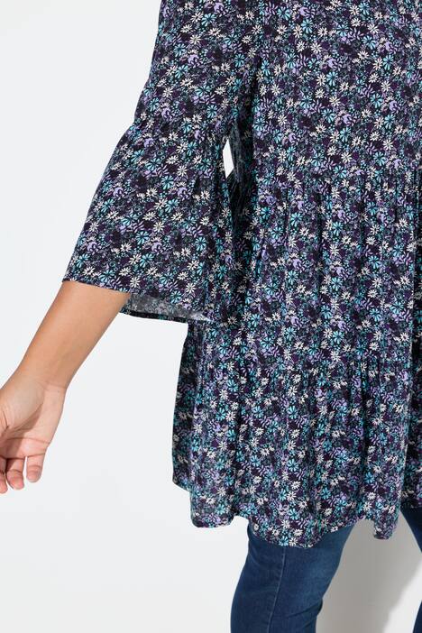 Blusa, estampado de florecillas, volantes