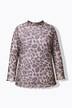 Camiseta de malla, slim, leopardo, cuello alzado, manga larga