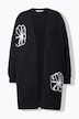 Cardigan long, coupe Straight Fit, fleurs brodées