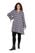 Tunikové šaty, A střih, kostkované, třpytivé, tunikový výstřih, dlouhé rukávy
