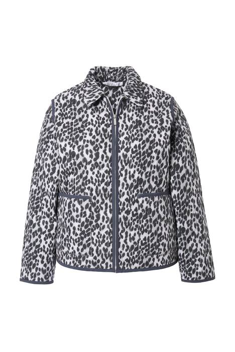 Leopardí prošívaná bunda, oversize, kulatý výstřih