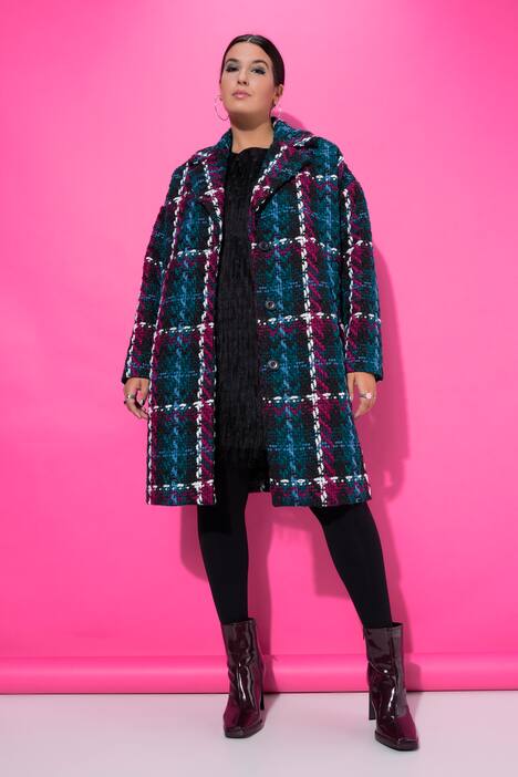 Rutet kåpe, oversized, reverskrage
