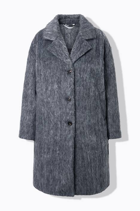 Mantel, oversized, pluizig, reverskraag