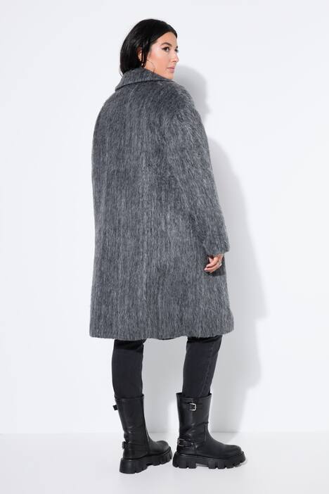 Mantel, oversized, pluizig, reverskraag