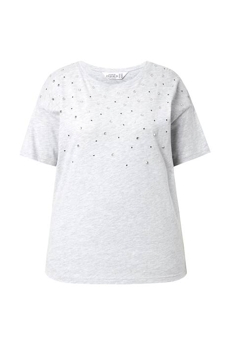 Tričko, oversize střih, ozdobné kamínky na kulatém výstřihu