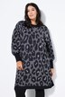 Gebreide jurk, oversized, luipaardmotief, ballonmouwen