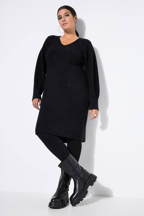 Abito di maglia a costine dal taglio aderente con glitter