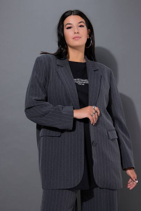 Blazer, oversized, Nadelstreifen, Glitzersteinchen
