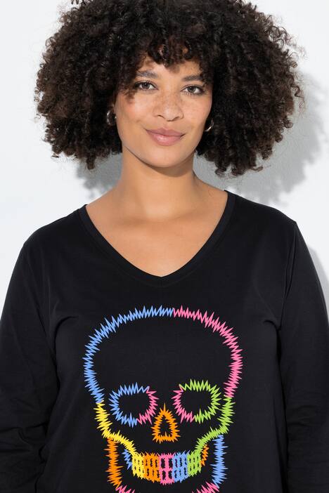 Maglia dal taglio comodo con teschio colorato e maniche lunghe