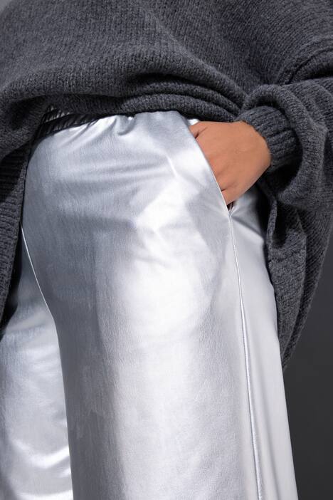 Culottehousut, Wide Legs, tekonahkaa hopeanvärisenä