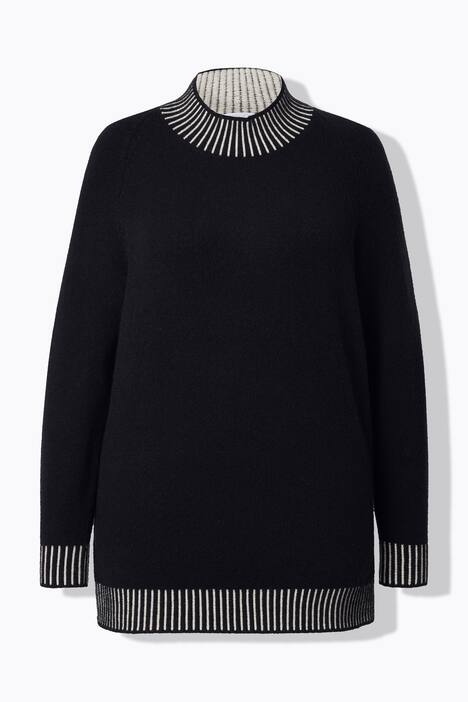 Pull coupe Straight Fit, col légèrement montant avec rayures