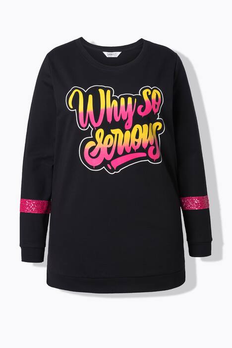 Sweatshirt, skrift, langermet med paljettstriper