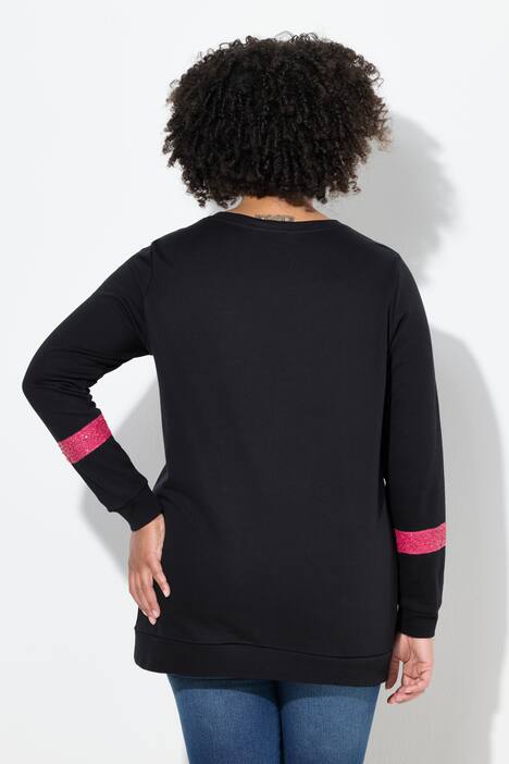 Sweatshirt, skrift, langermet med paljettstriper