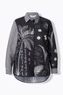 Long-bluse, oversize, striber/print.