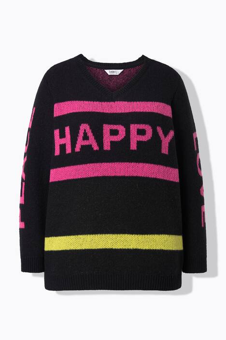 Genser Happy, rett passform, skrift