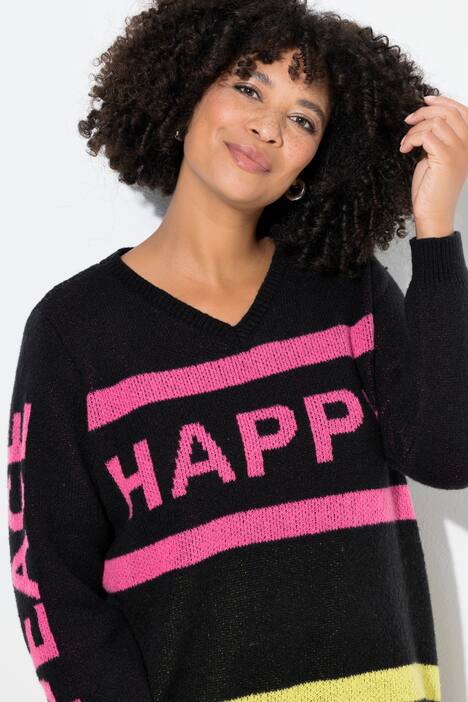 Genser Happy, rett passform, skrift