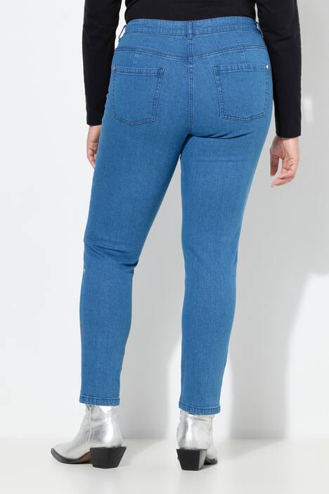 Vaqueros pitillo, slim, look usado, estampados de neón