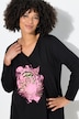 Camiseta de manga larga, motivo de tigre de neón, dobladillo extremo