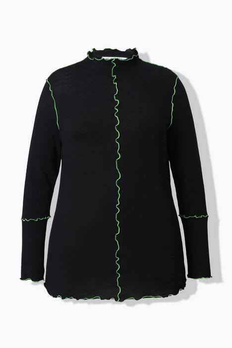 Camiseta de punto, Basic Slim Fit, costuras onduladas de color