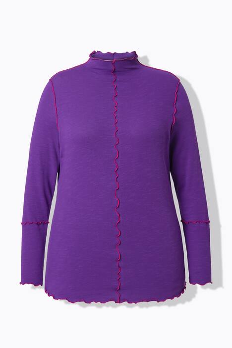Camiseta de punto, Basic Slim Fit, costuras onduladas de color