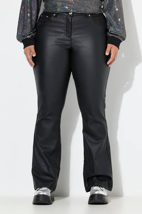Bootcut-jeans med omslag, coating og 5 lommer