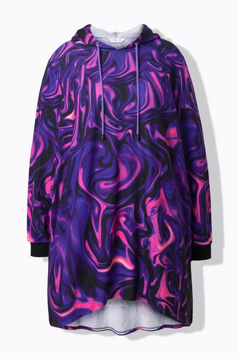 Sudadera con capucha, oversize, estampado de mármol, capucha