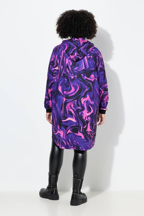 Sudadera con capucha, oversize, estampado de mármol, capucha