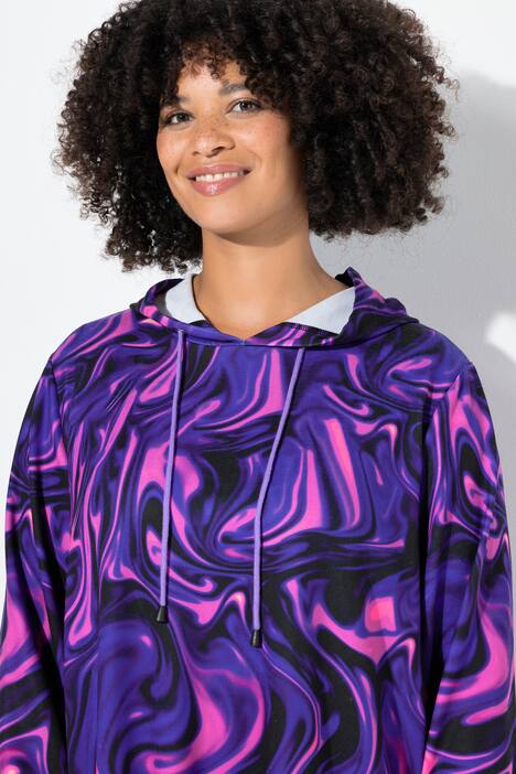 Sudadera con capucha, oversize, estampado de mármol, capucha