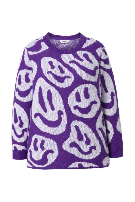Svetr, rovný střih, vzor Smiley